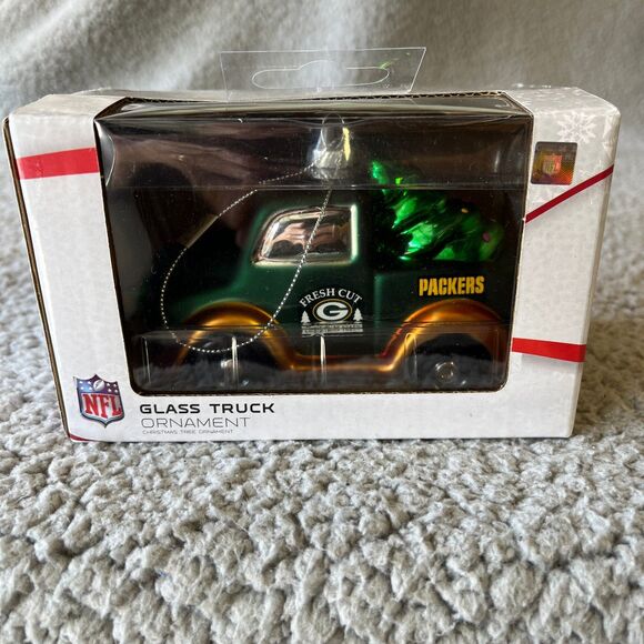 Green Bay Packers Christmas Ornament Truck Green Gold Holiday Fresh Cut Tree - Picture 2 of 6